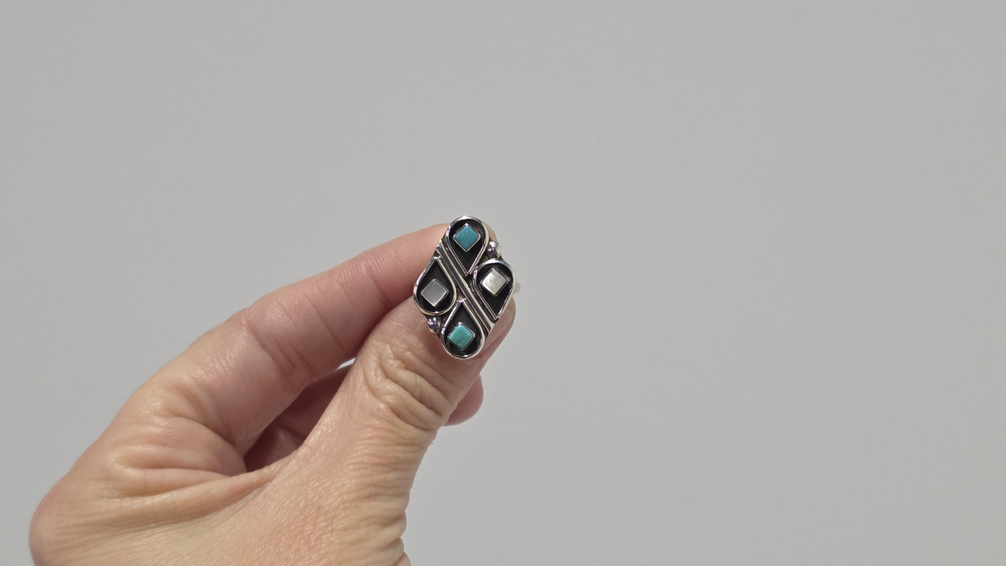 Zuni Mother of Pearl and Turquoise Ring