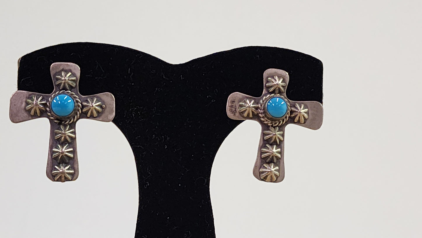 Turquoise Cross Concha Earrings