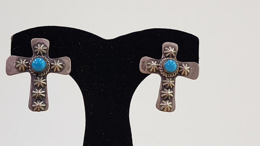 Turquoise Cross Concha Earrings