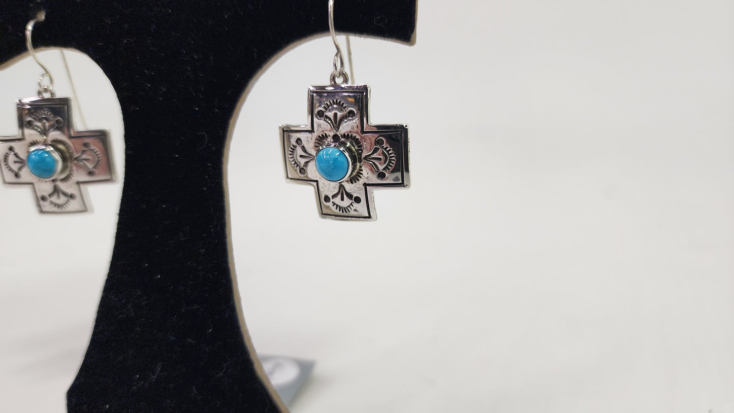 Turquoise Cross Earrings