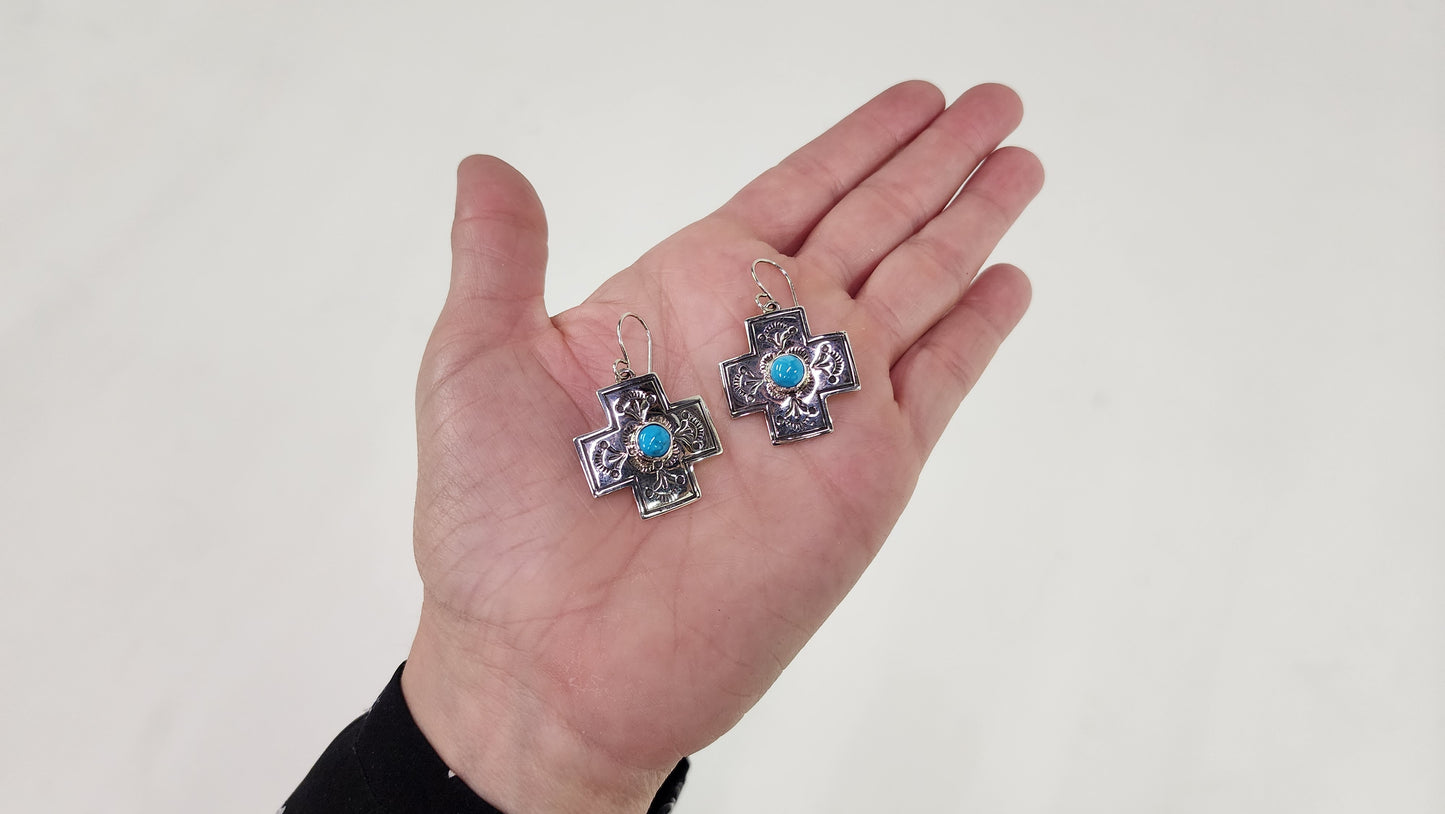 Turquoise Cross Earrings