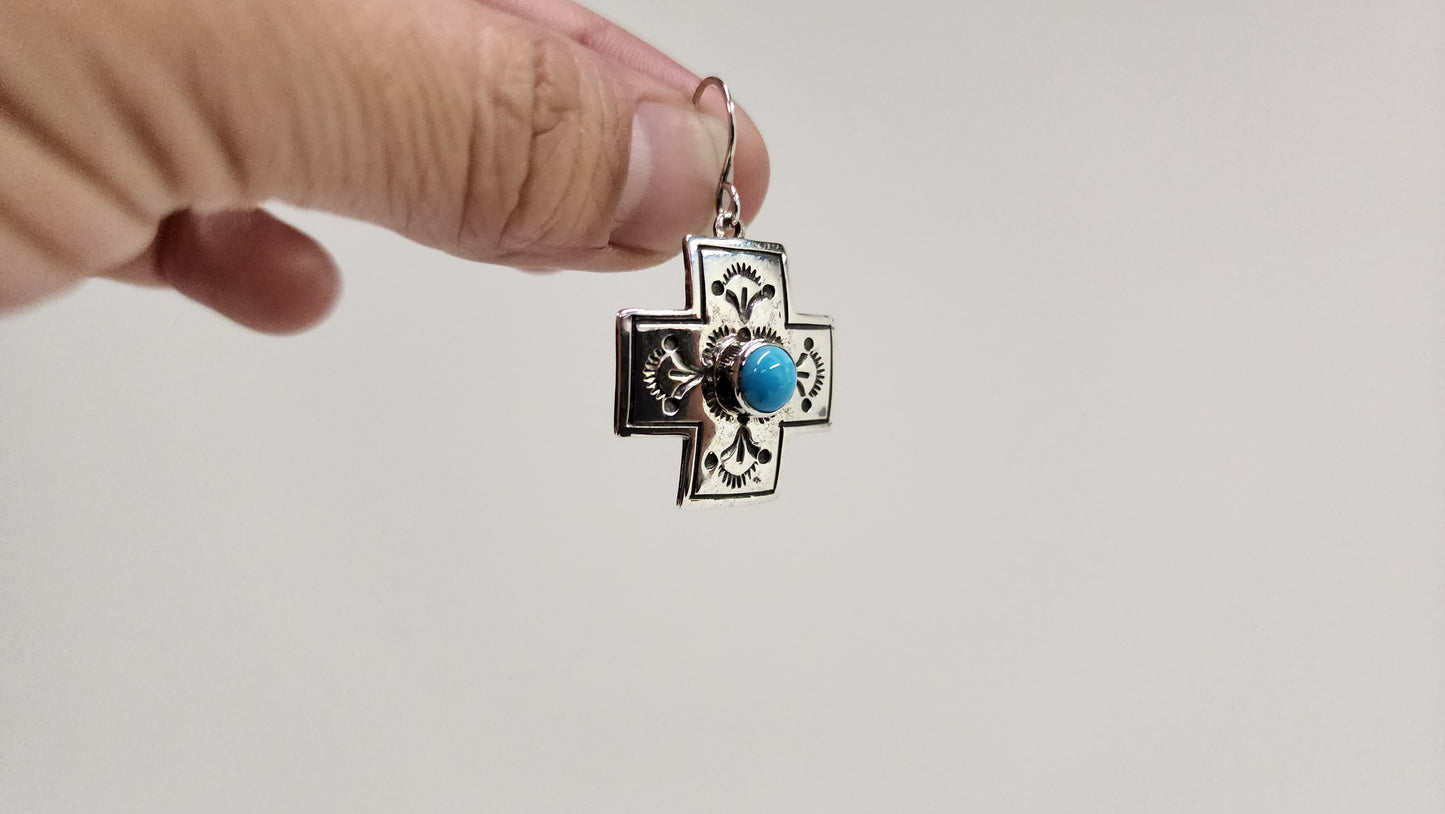 Turquoise Cross Earrings