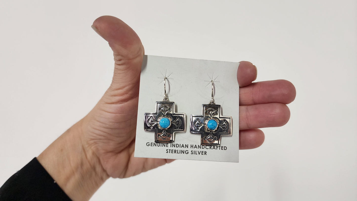 Turquoise Cross Earrings