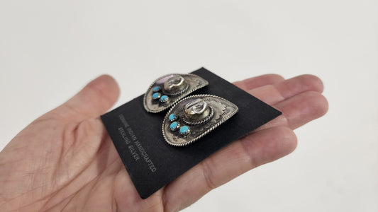 Handcrafted Sterling Silver & Turquoise Cowboy Hat Earrings