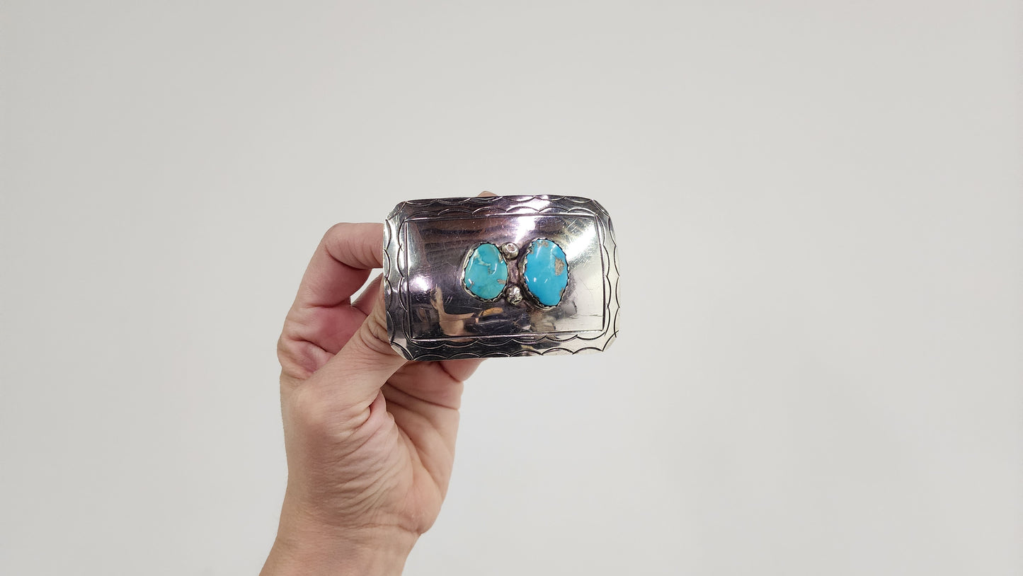 2 Stone Turquoise Belt Buckle