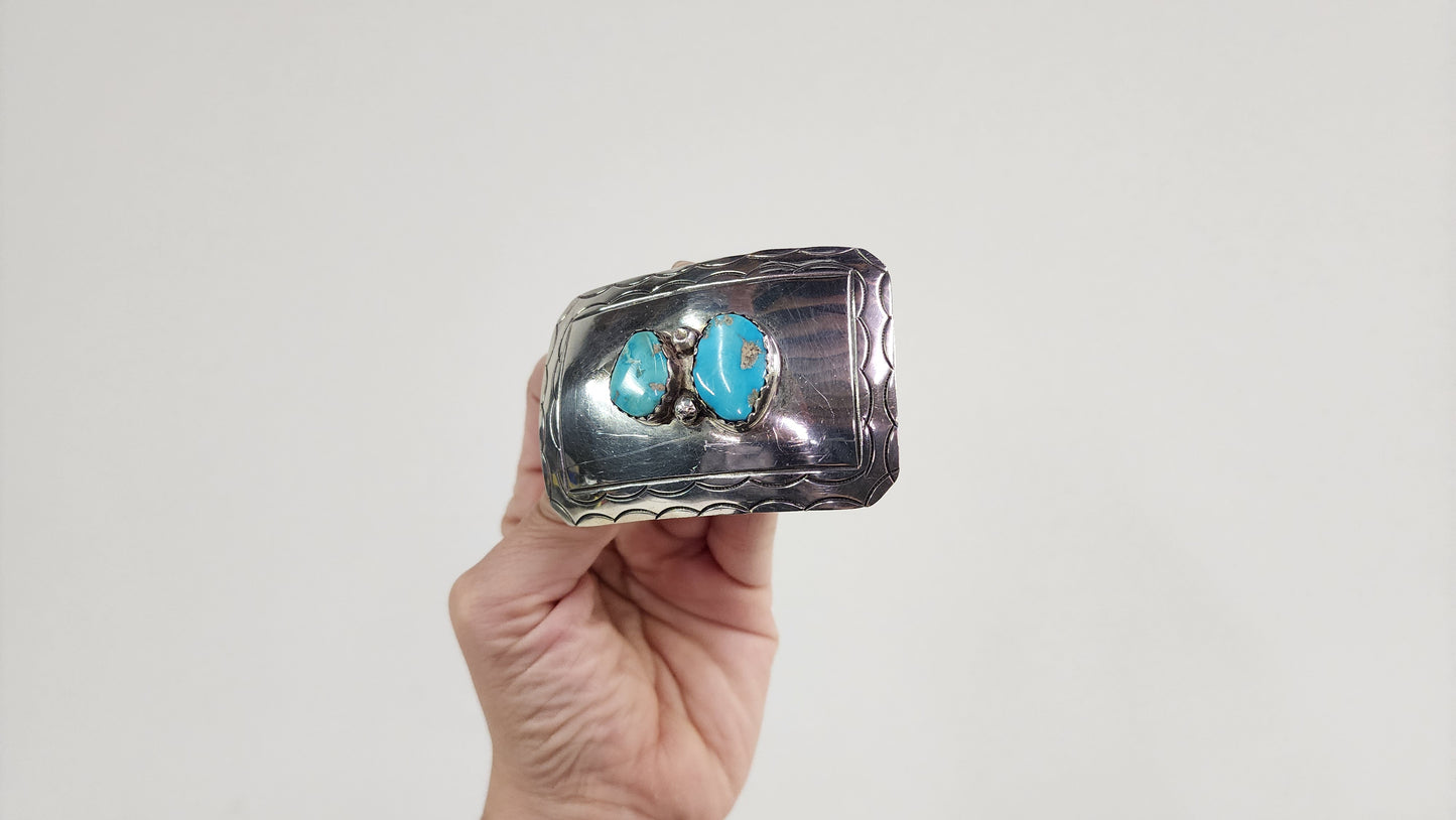 2 Stone Turquoise Belt Buckle