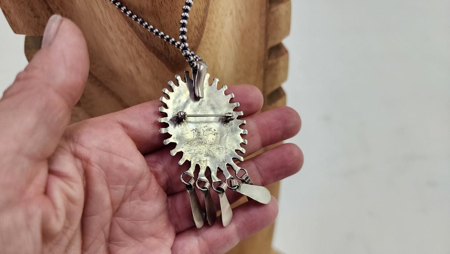 Zuni Needlepoint Coral Pendant/Pin