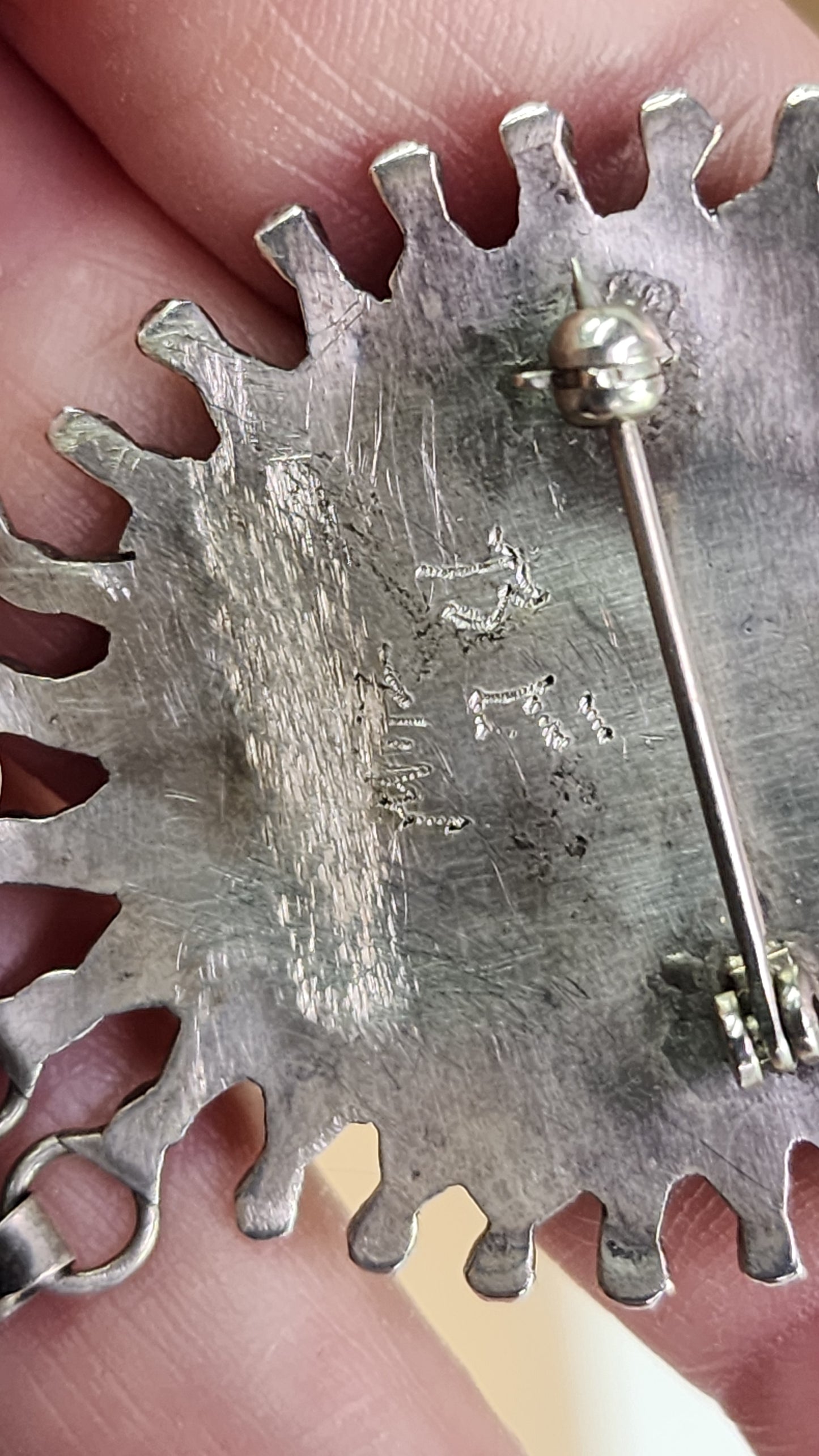 Zuni Needlepoint Coral Pendant/Pin