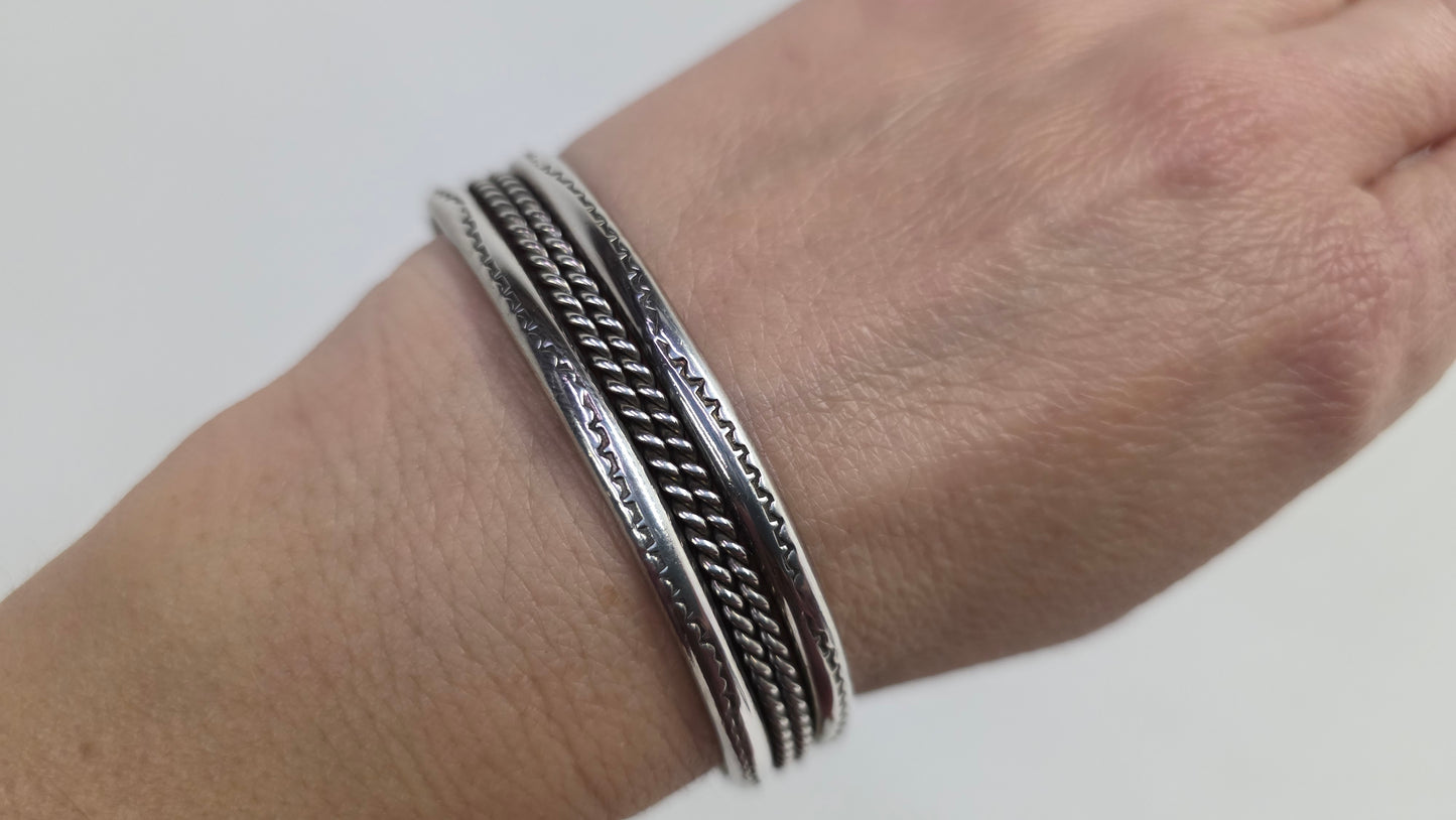 Sterling Silver Layered Cuff