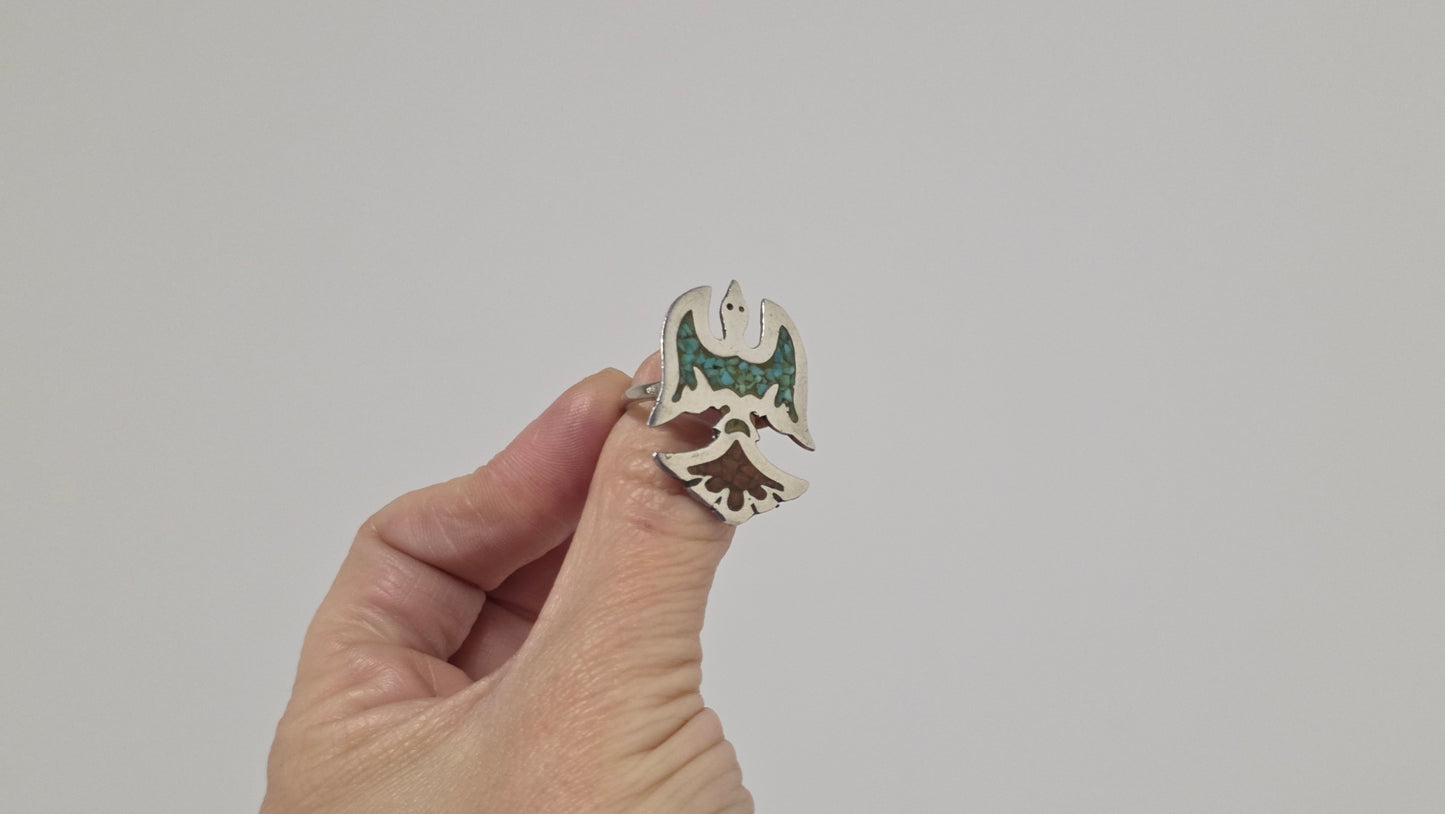 Peyote Bird Chip Inlay Ring