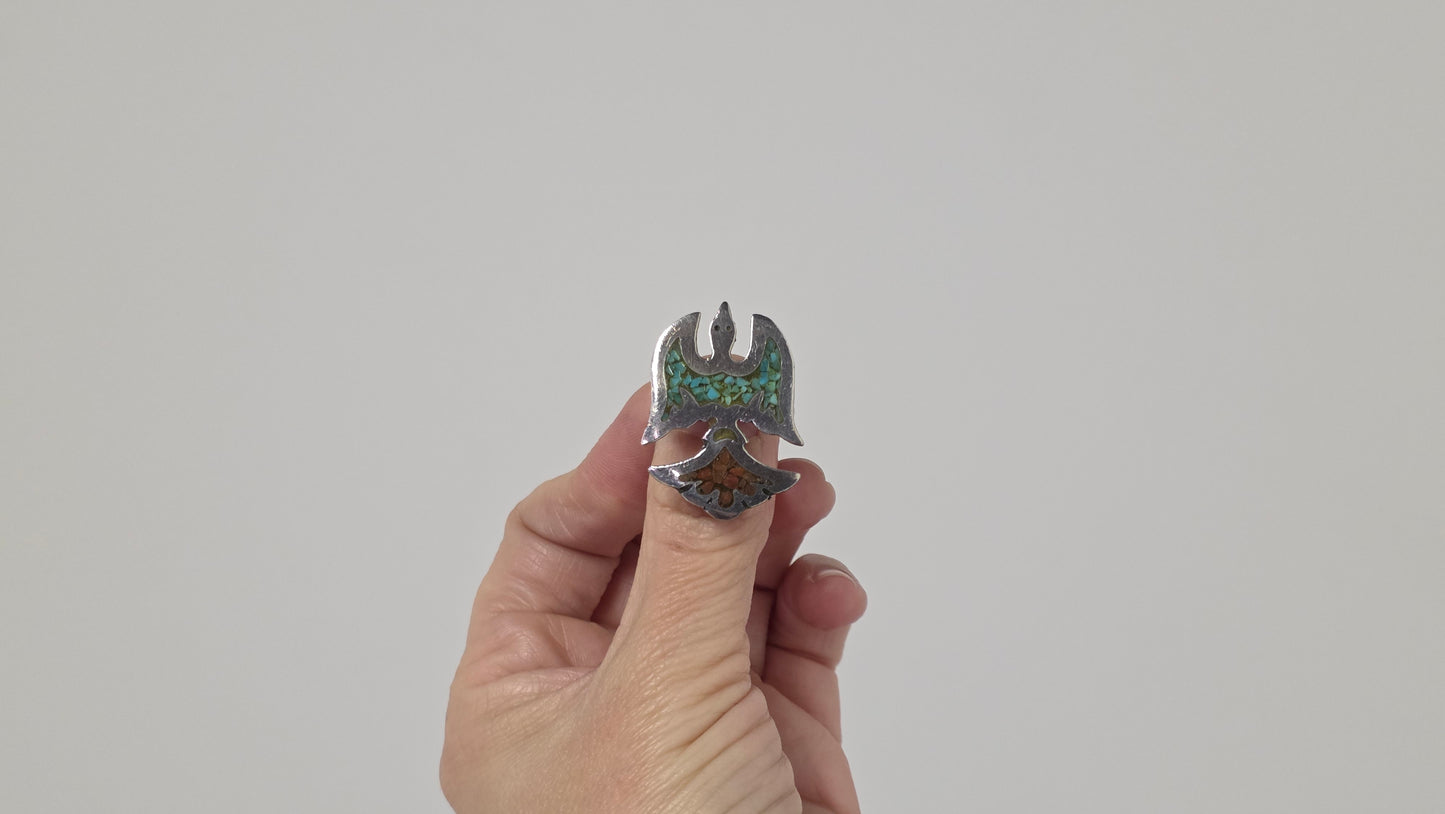 Peyote Bird Chip Inlay Ring