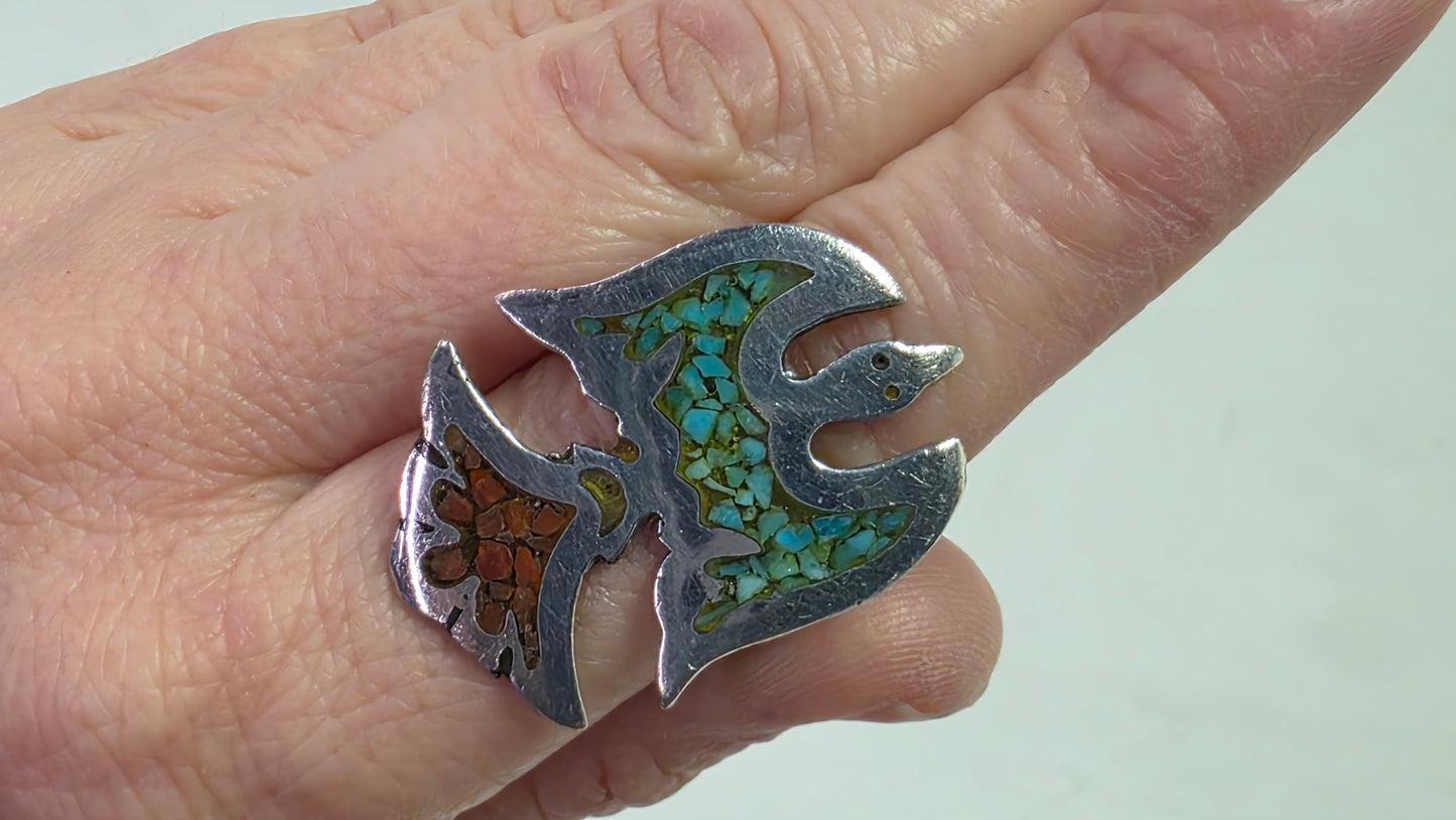 Peyote Bird Chip Inlay Ring