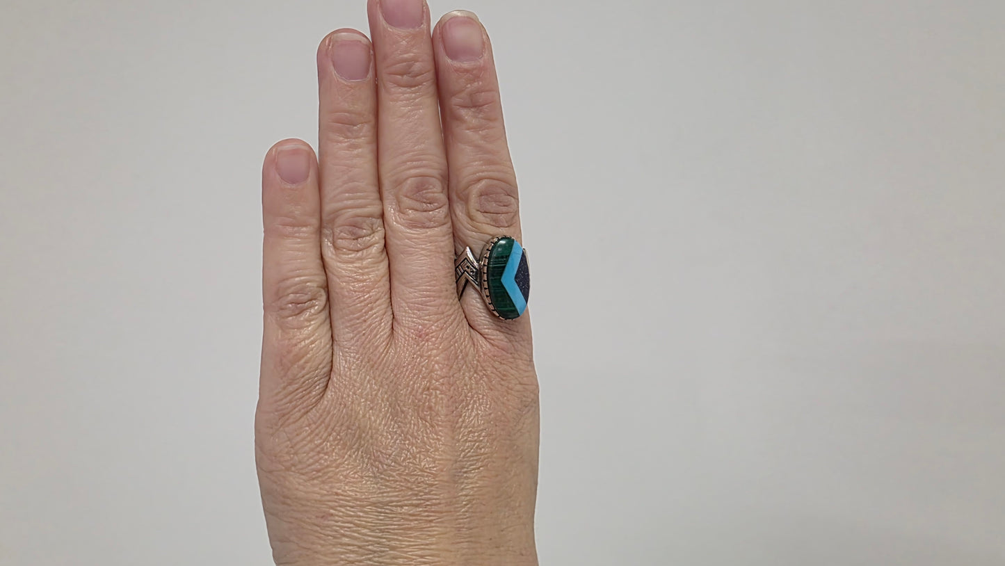 Malachite, Turquoise, Lapis Ring