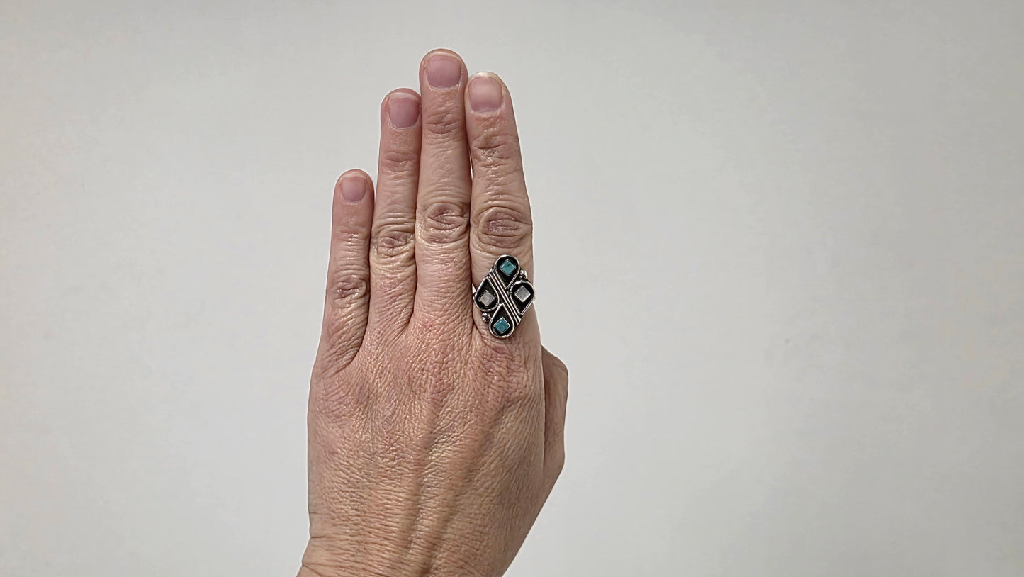 Zuni Mother of Pearl and Turquoise Ring