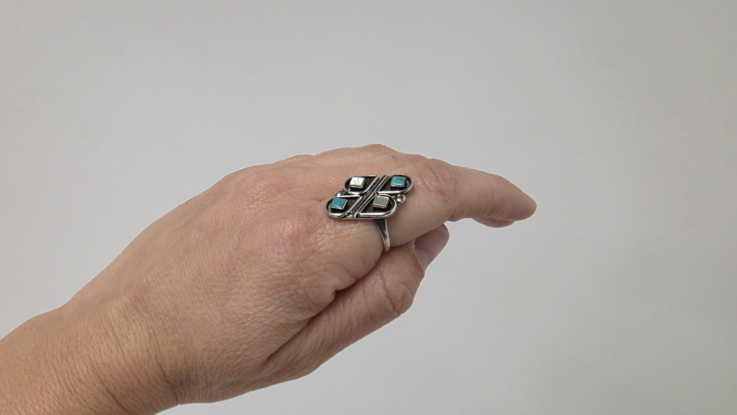 Zuni Mother of Pearl and Turquoise Ring