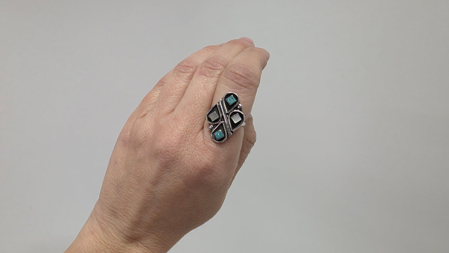 Zuni Mother of Pearl and Turquoise Ring